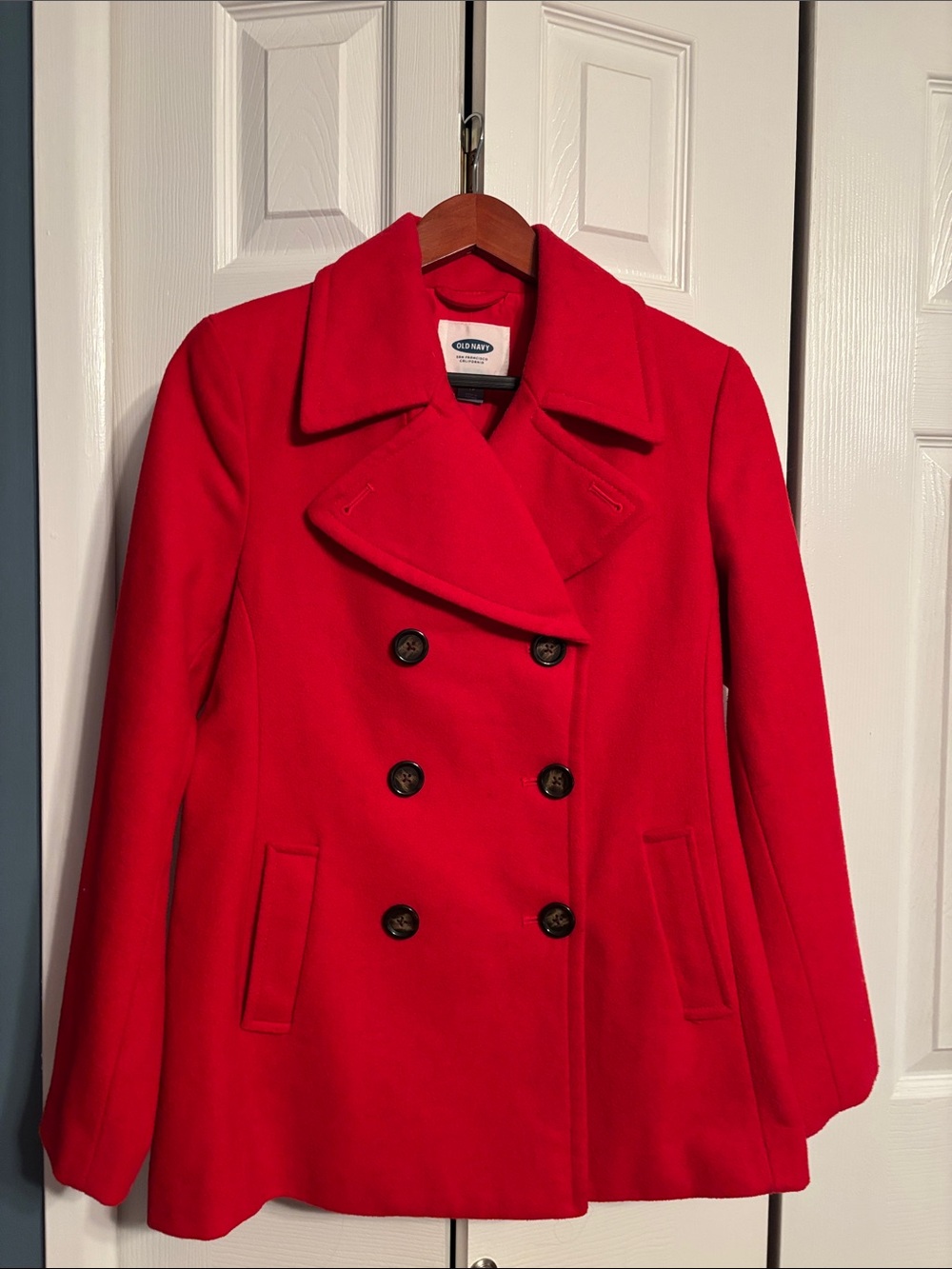 Old Navy Bright Red Double-Breasted wool Peacoat size XS
